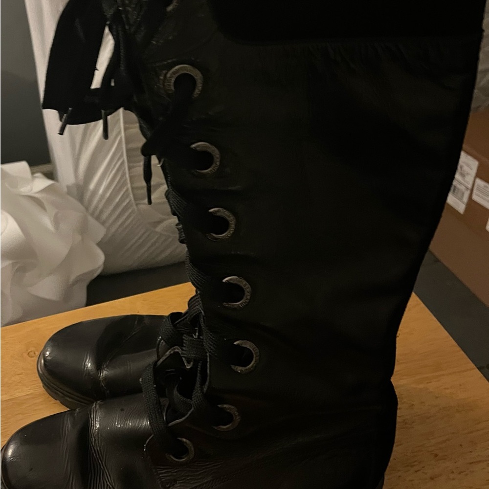 Timberland combat boots leather & suede lace up boots knee high